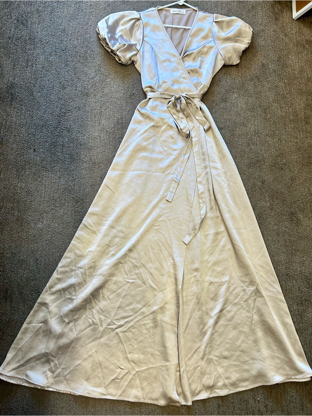 Brass & Roe by CTS Champagne Satin Wrap Dress Bridesmaid Wedding Guest